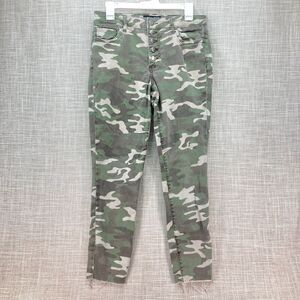 KUT from the Kloth Connie Womens 8 Green Camo High Rise Ankle Skinny Raw Hem
